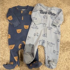 Carter’s Baby Boy Fleece Sleepers Bundle 3M – Bear & Little Brother
